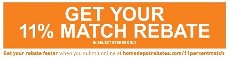 11 Off Rebate Match Home Depot