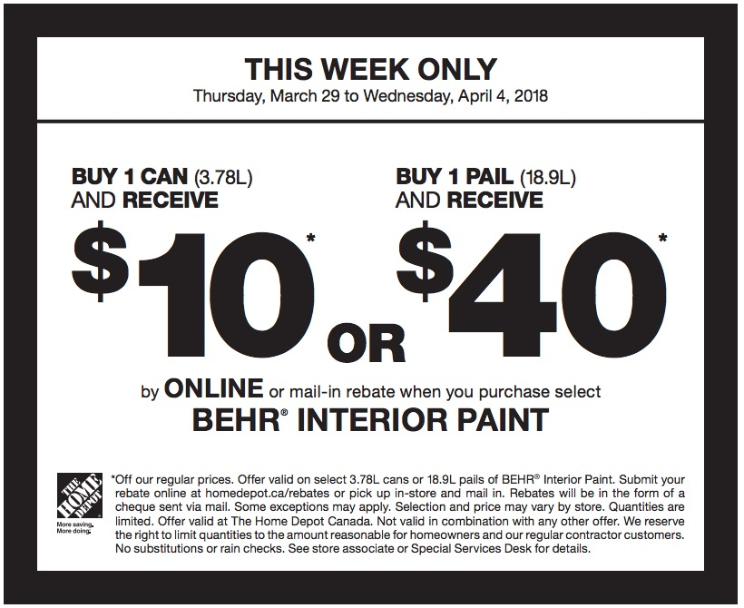 Behr Paint Rebate Home Depot Canada