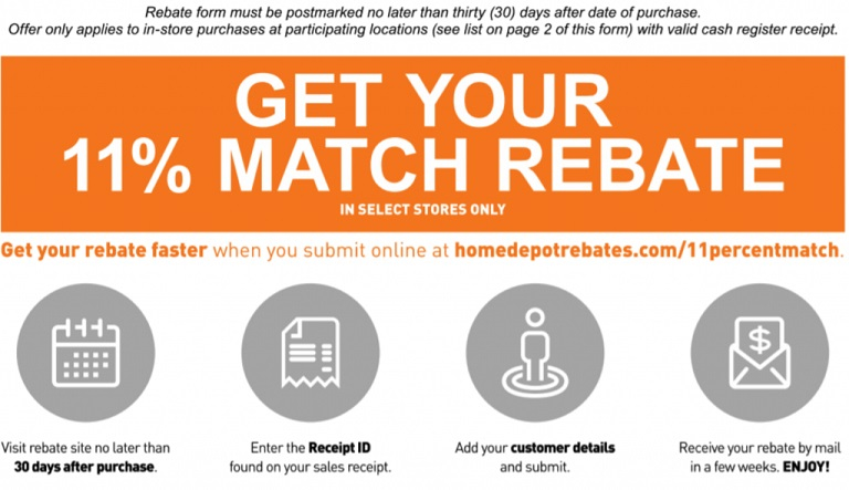 Does Home Depot 11 Rebate Apply To Online Purchase