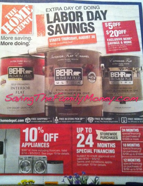 Home Depot Rebate Labor Day