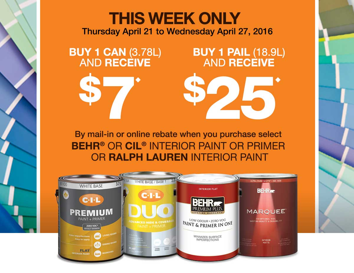 Home Depot Canada Mail In Rebate Paint