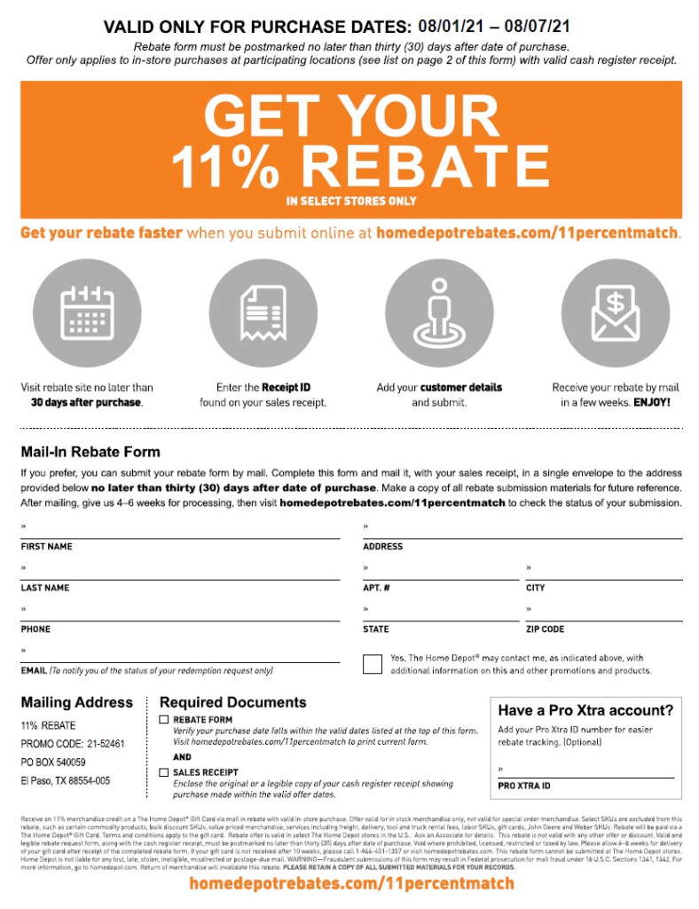 Home Depot LG Rebate Form