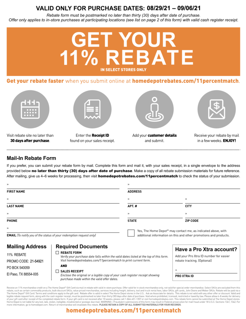 Home Depot Manufacturer Rebates